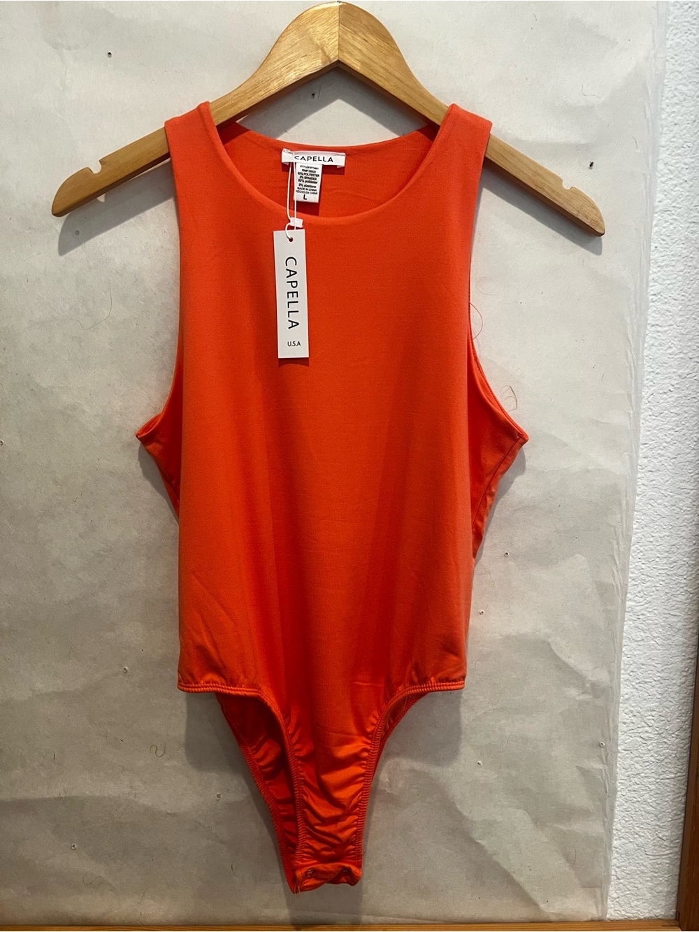 Capella Women's Orange Sleeveless Bodysuit large NWT